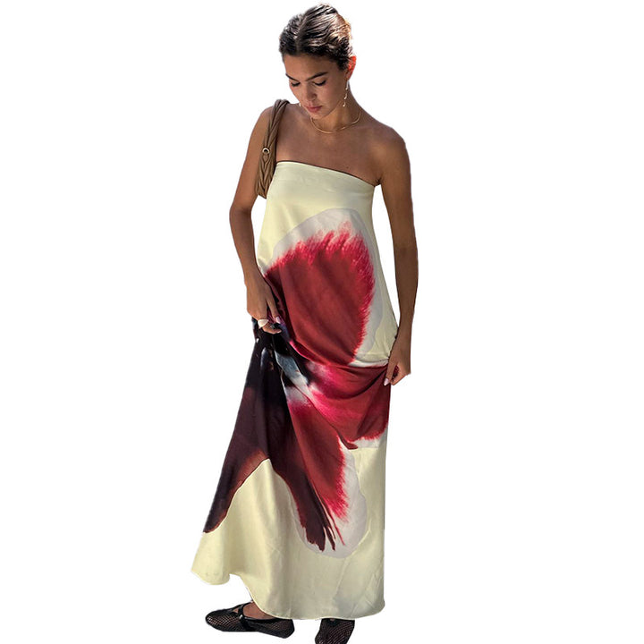 Femme Strapless Blomster Maxi Kjole Stilla