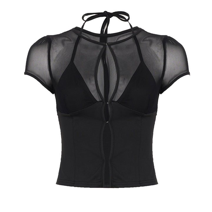 Damen cropped Oberteil mit dekorativer Schnürung Skovae