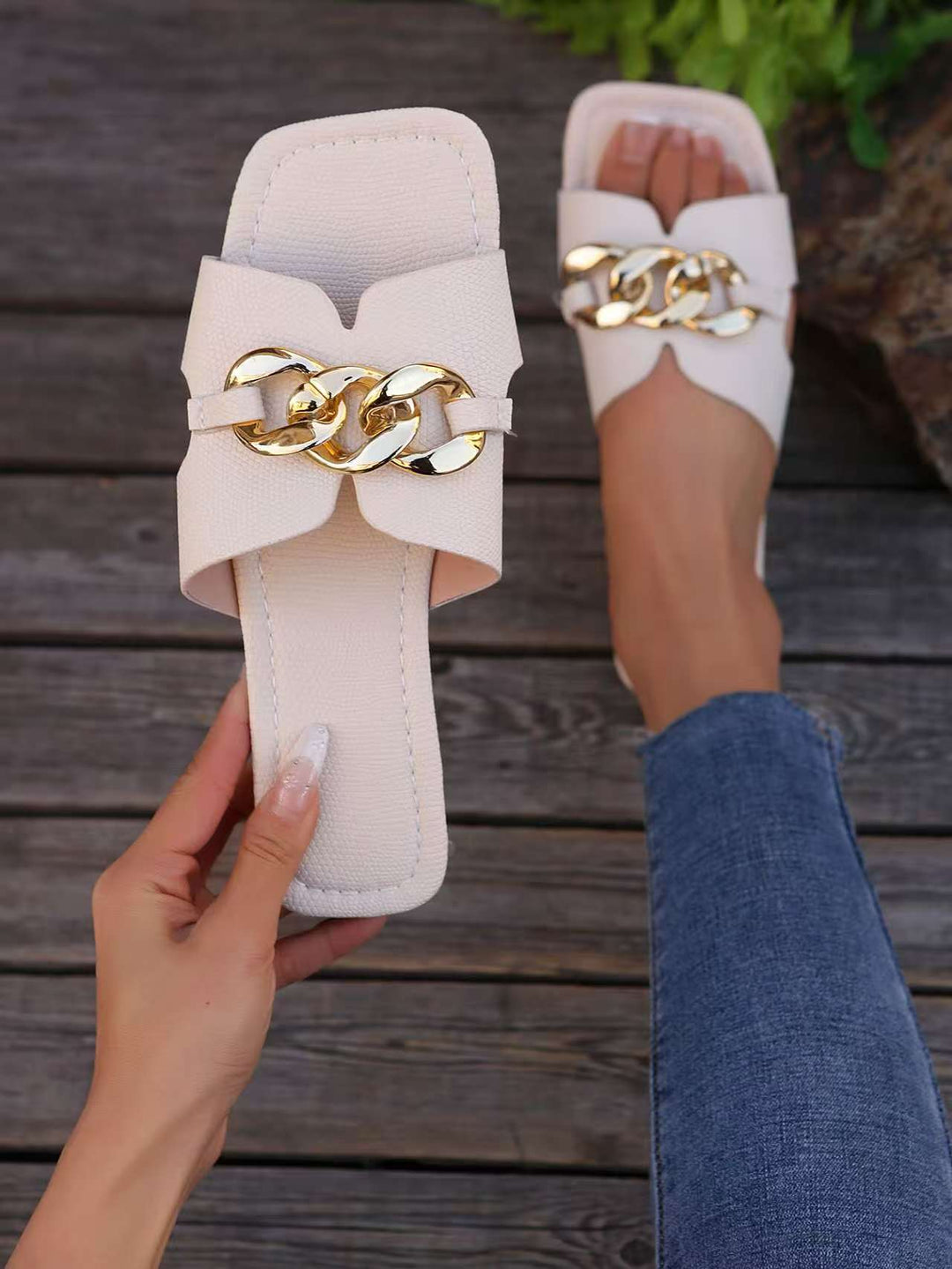 Dame elegante sandaler med trendy kædeaccent og komfortabel sål Stilla