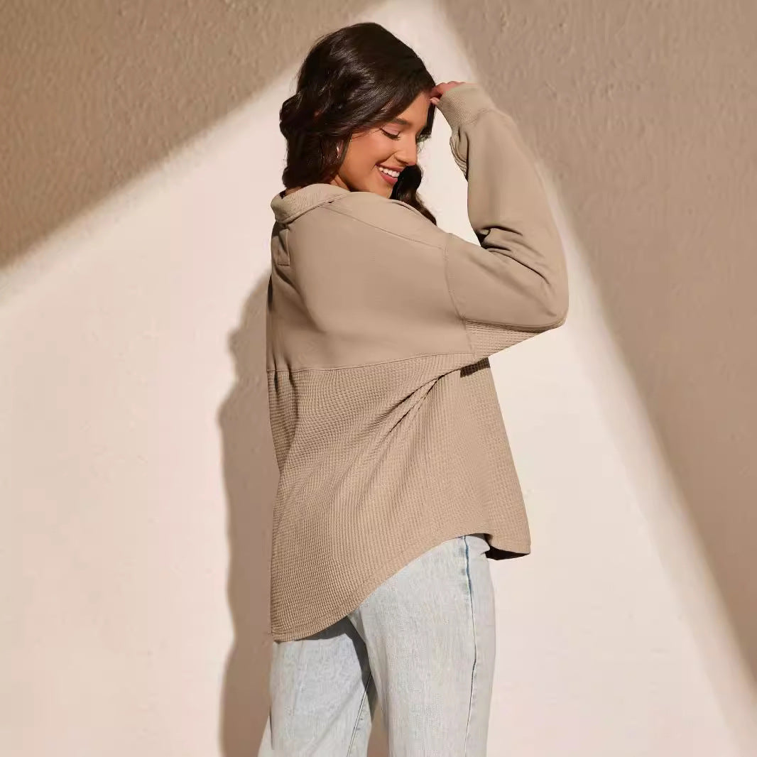 Dame sporty sweatshirt med moderne lynlås og struktureret overflade Stilla