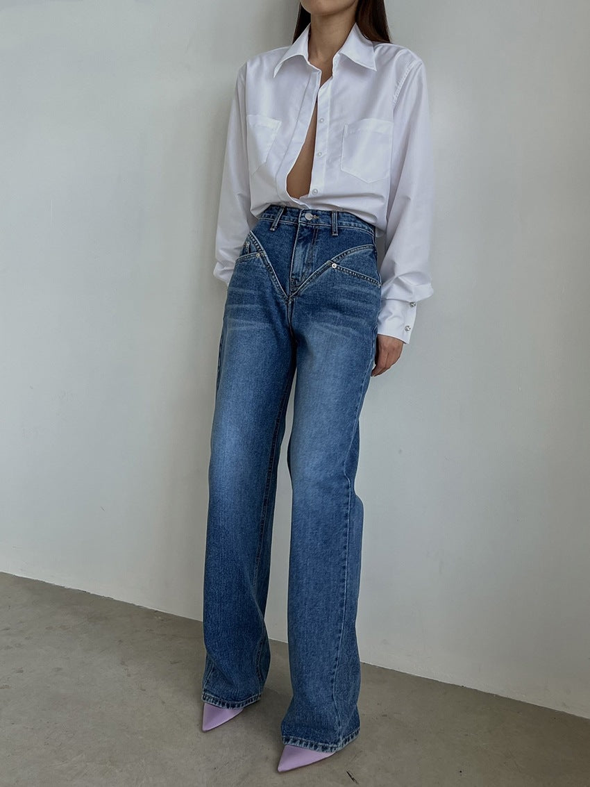 Damer Løst skåret jeans med unikt design Skovae