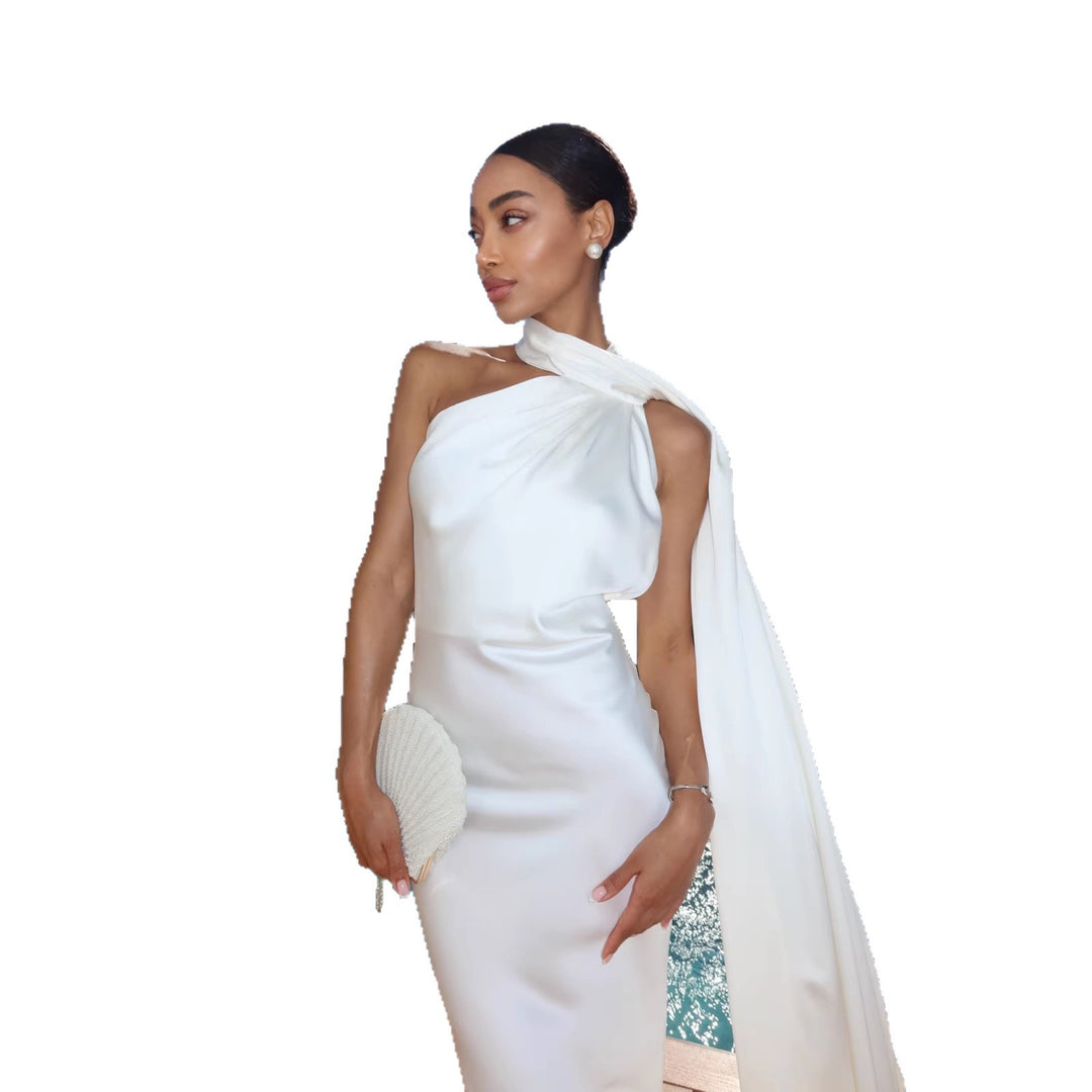 Dame elegante aftenkjoler med strømningsdesign og off-shoulder design