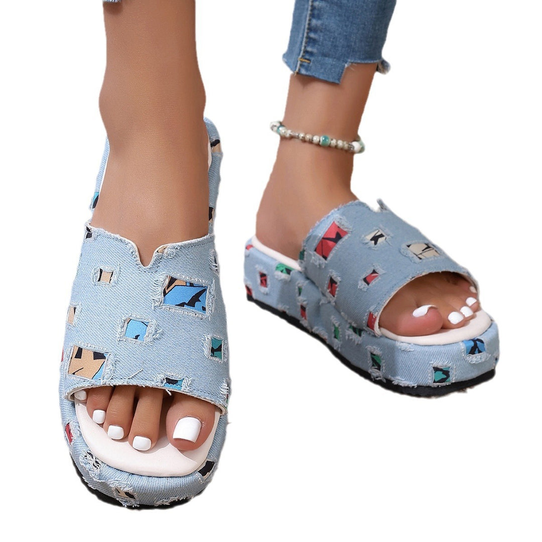 Dame Plateau-sandaler med floral glimmerdesign og komfortable såler Stilla