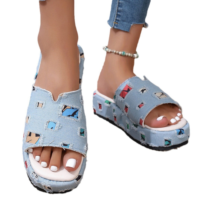 Dame Plateau-sandaler med floral glimmerdesign og komfortable såler Stilla