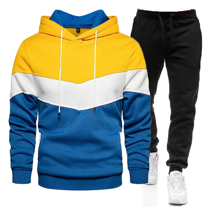 Herre sporty hoodie- og joggingbuks sæt med kontrastsyninger Stilla