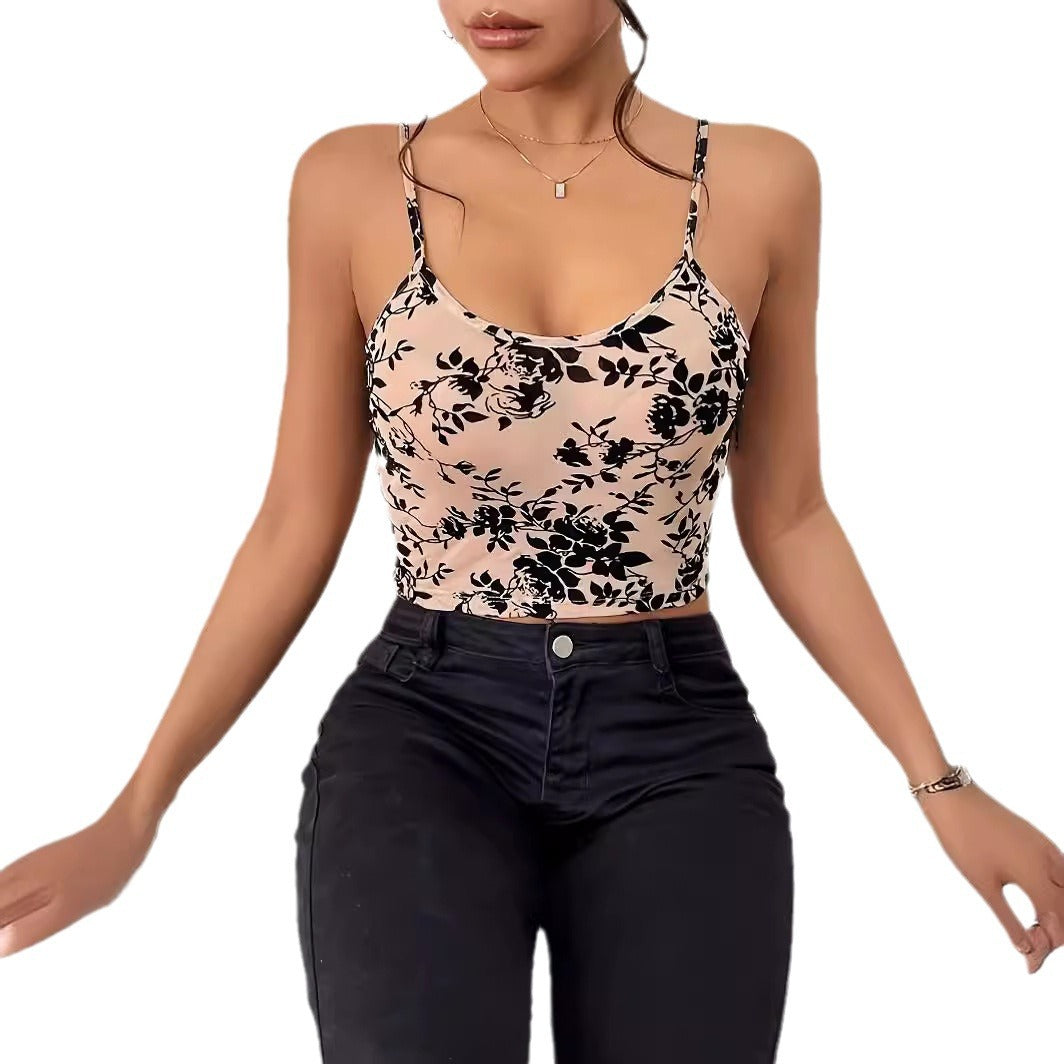 Dame Crop Top med blomsterprint Stilla