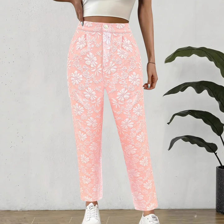 Dame Floral Print Afslappet Fit Bukser Stilla