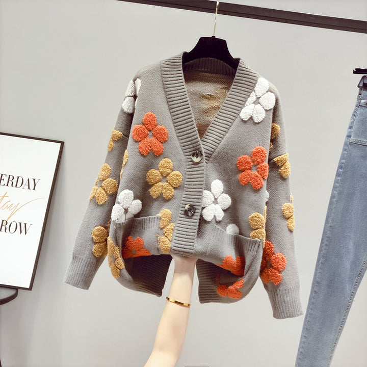 Kvinders hyggelige cardigan med blomstermønster og åben front Stilla