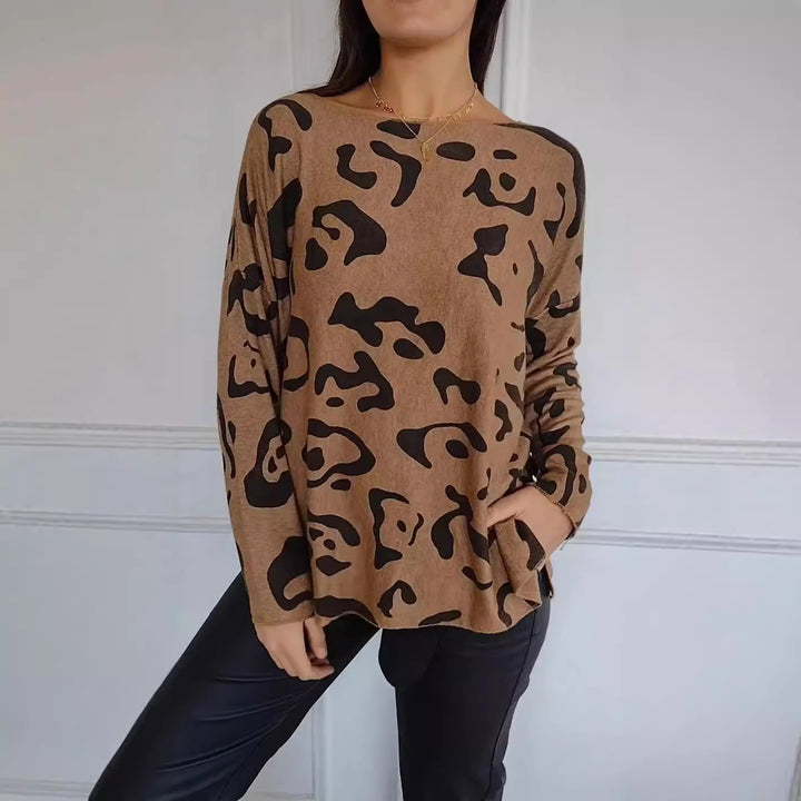 Dame casual sweatshirt med spændende dyremønster og praktisk snit Stilla