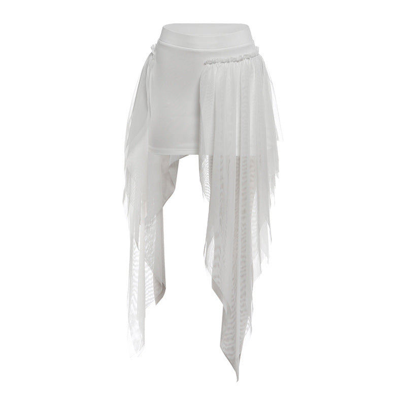 Damen Maxi-Skirt mit fließendem Chiffon und asymmetrischem Schnitt Skovae