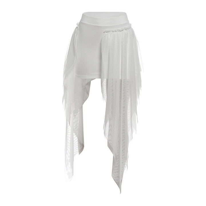 Damen Maxi-Skirt mit fließendem Chiffon und asymmetrischem Schnitt Skovae