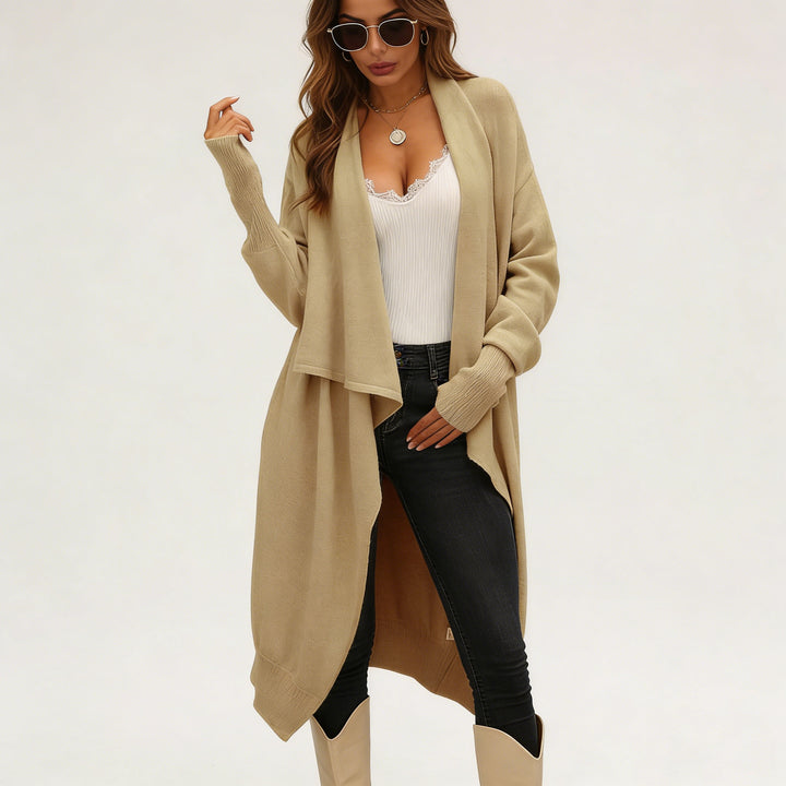 Dame casual strikket cardigan med asymmetrisk snit og blødt materiale Stilla