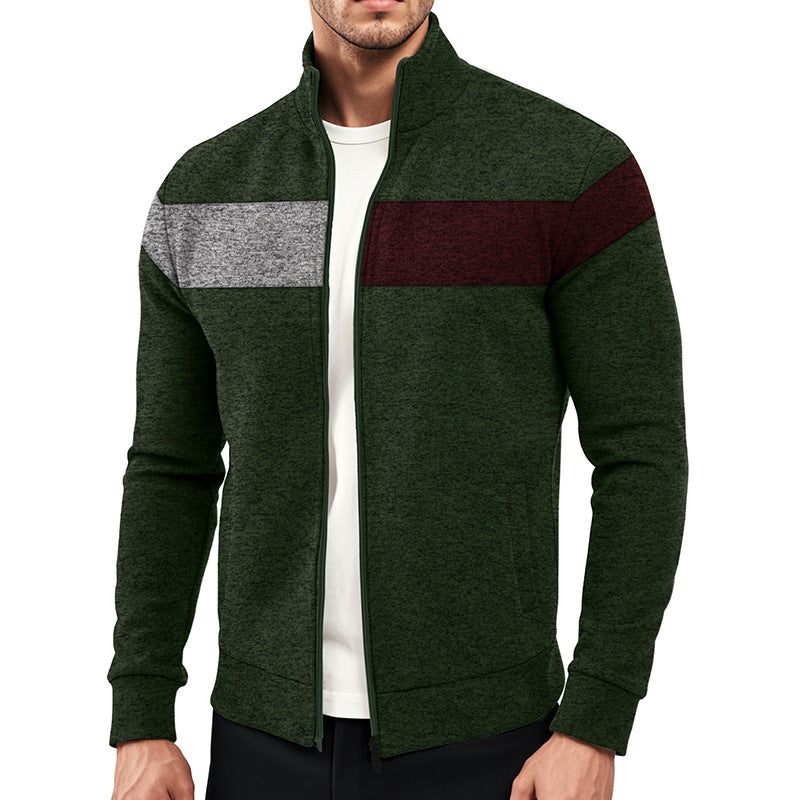 Herren sporty Zip-jakke med moderne farvekontakter og høj krave Stilla