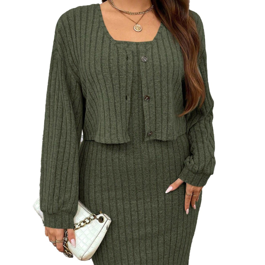 Dame elegant strik kjole med cropped cardigan Stilla