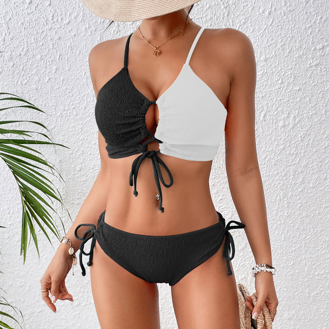 Femme Farve Blok Udsnit Bikini Sæt Stilla