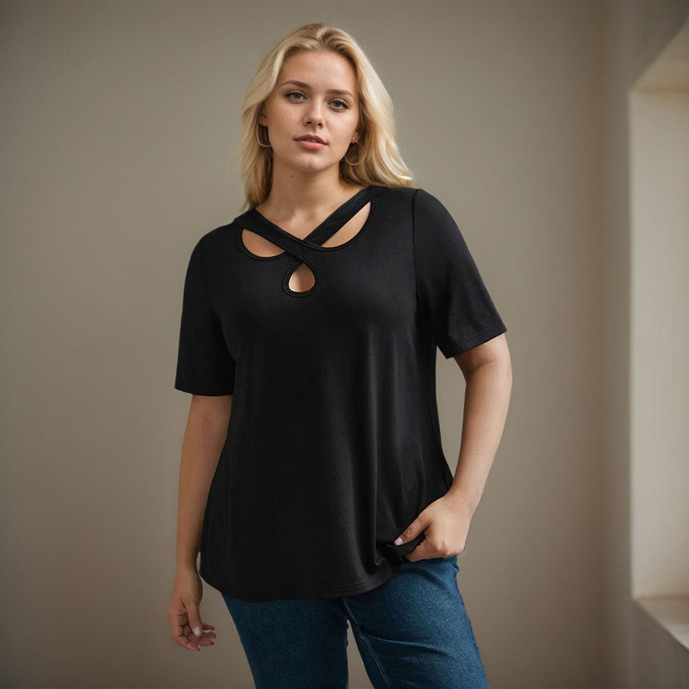 Dame mode top med raffineret indpakningsdesign og dyb udskæring Stilla