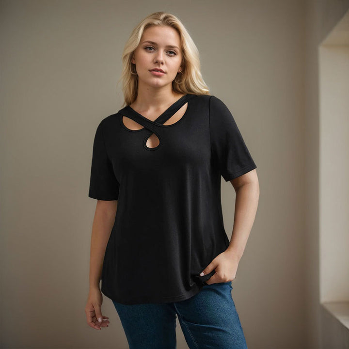 Dame mode top med raffineret indpakningsdesign og dyb udskæring Stilla