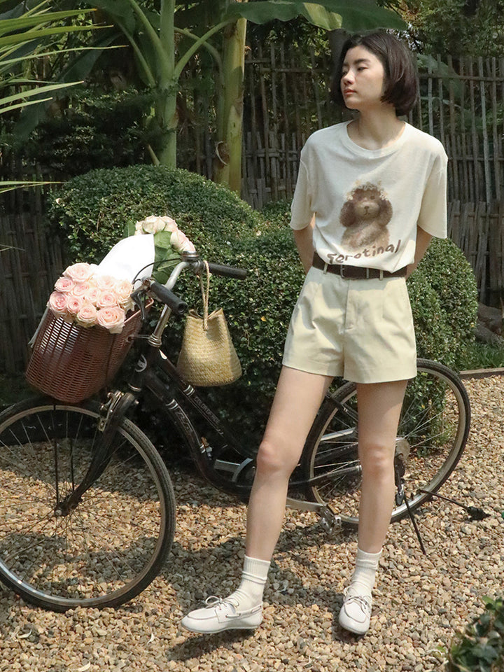 Dame elegante shorts med smart bælte og plissering Stilla