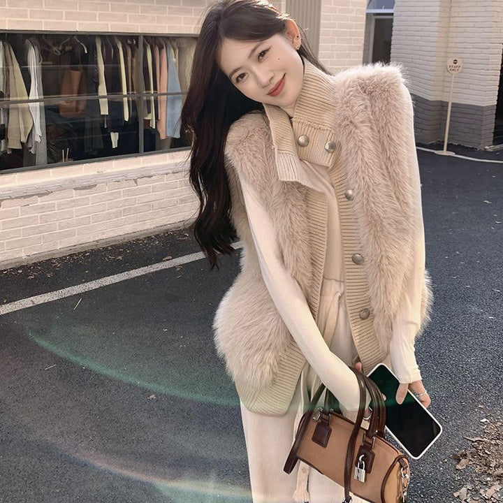 Femme Faux Fur Accentueret Lang Vest Stilla