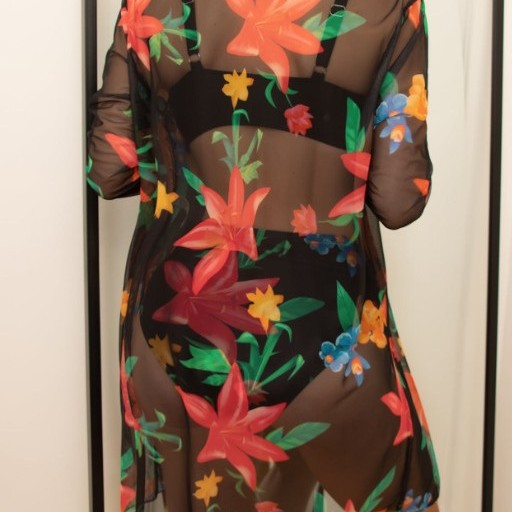 Dame Højskåret Bikini-sæt med floral Kimono og figurskabende snit Stilla