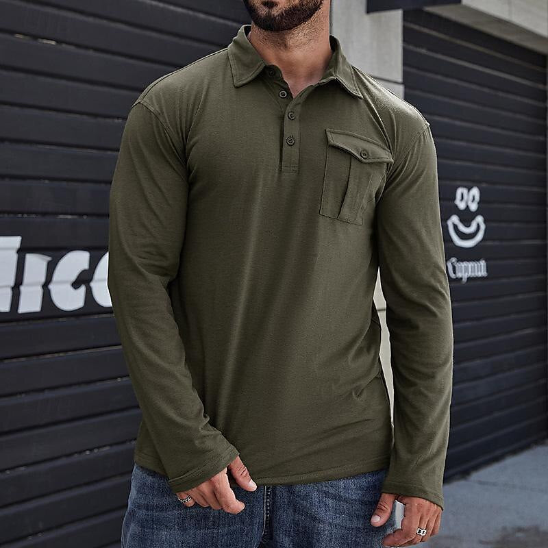 Herre Langærmet Poloshirt med praktisk brystlomme og moderne snit Stilla