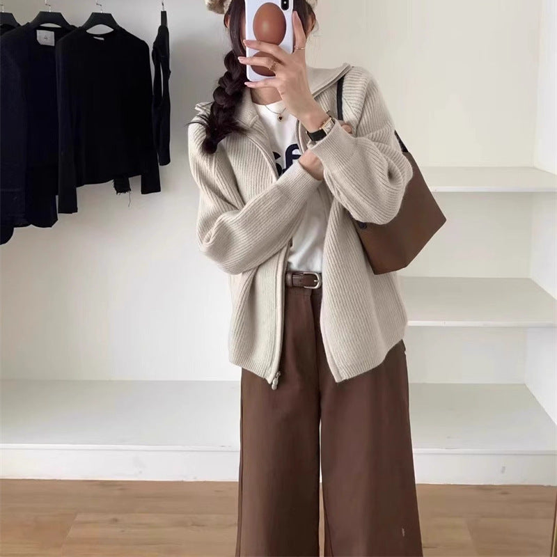 Kvinder cardigan med fastgjort lynlås og oversized snit Stilla