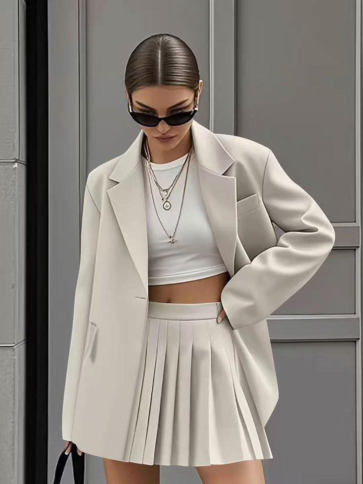 Dame Oversized Blazer med plisseret Nederdel Stilla