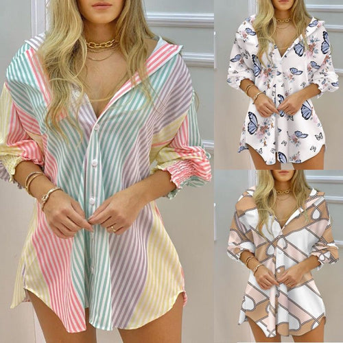 Dame Let Stribet Button-Up Skjortekjole Stilla