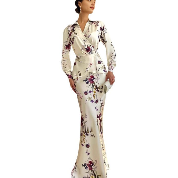 Dame Floral Print Wrapkjole Stilla
