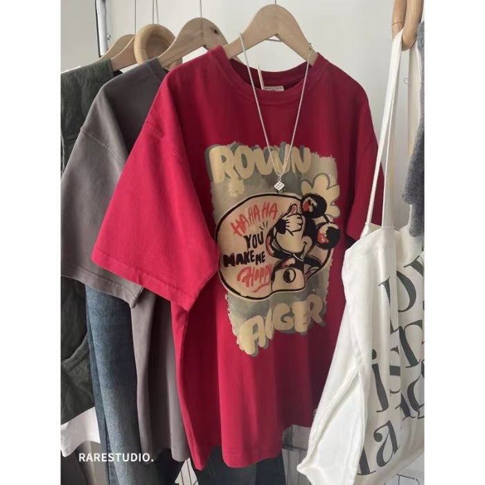 Dame T-shirt med legende cartoon-print og oversized snit Stilla