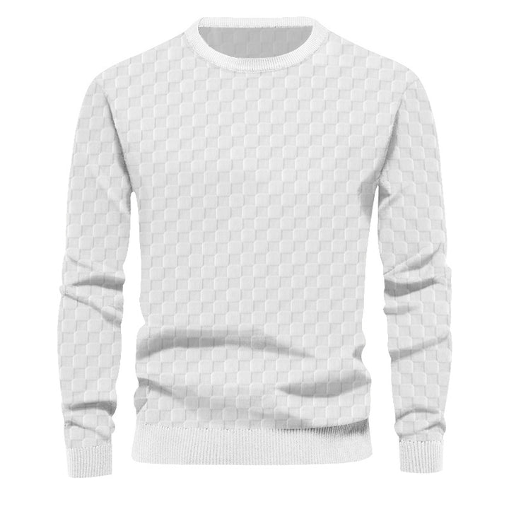 Herren nan finstruktureret rundhalset pullover med ternet relief og ribbede manchetter Skovae