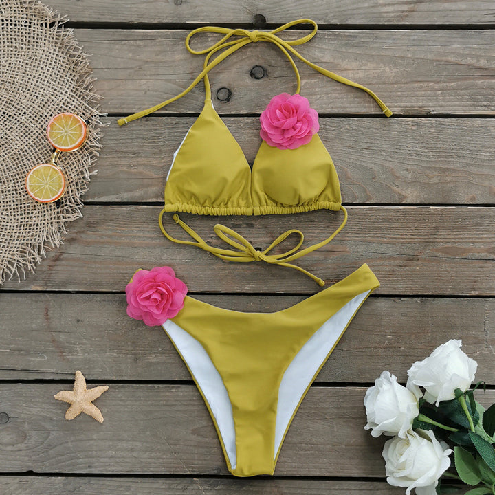 Dame bikini sæt med blomsterapplikationer Stilla