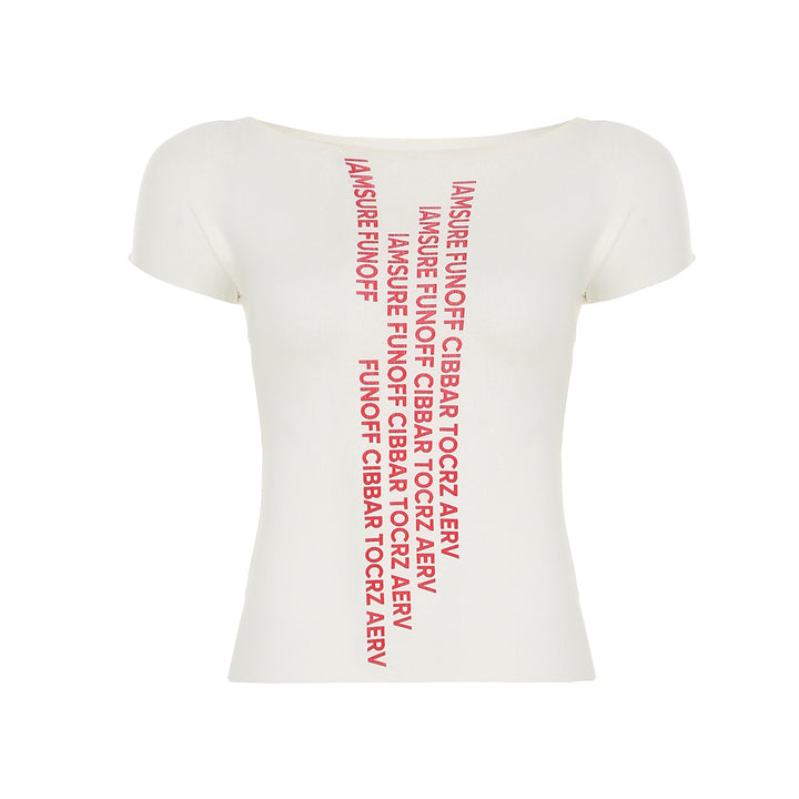 Dame T-shirt med grafisk tekst og afslappet snit Skovae