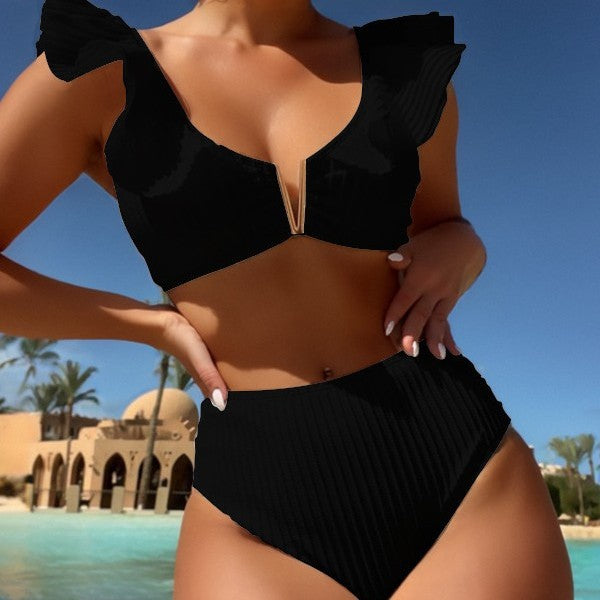 Dame højtaljet bikini med legende flæsedetaljer Skovae