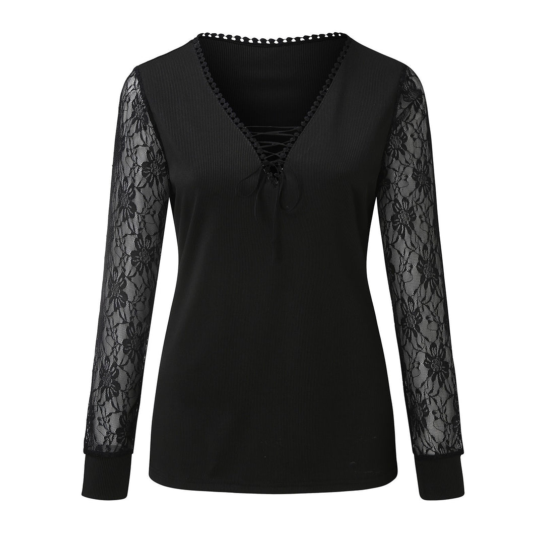 Damebluse med spidsdetalje og V-hals Stilla