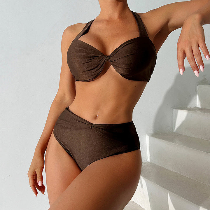 Dame Højkrave Cross-Back Bikini Sæt Stilla
