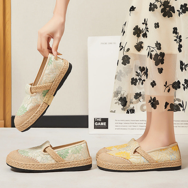 Femme Floral Broderet Espadrille Slip-On Sko Stilla