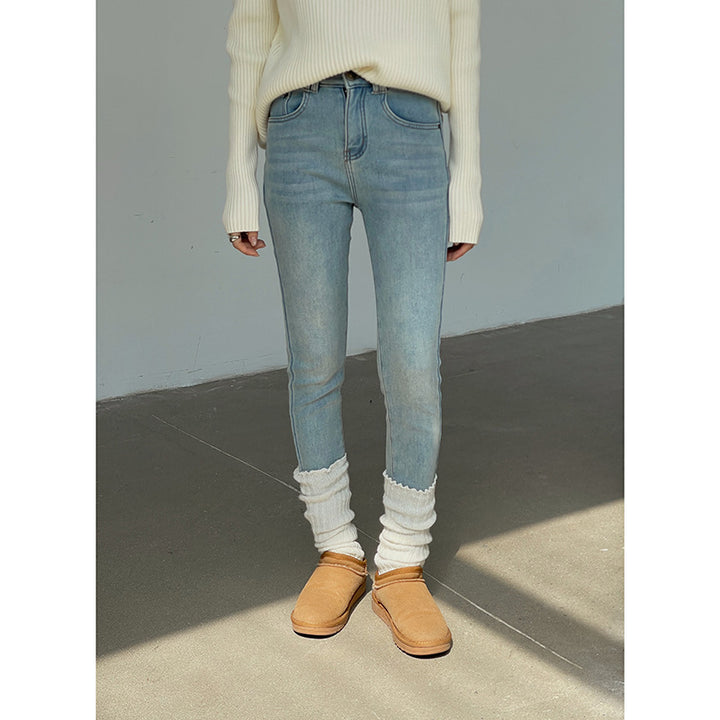 Dame High-Waist Jeans i stilfuld vintage-look med fine vask og elastisk linning Stilla