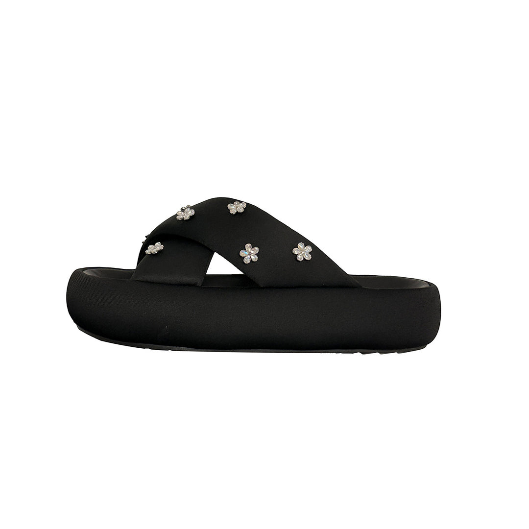 Femme Stilfulde Florale Dekoreret Slide Sandaler Stilla