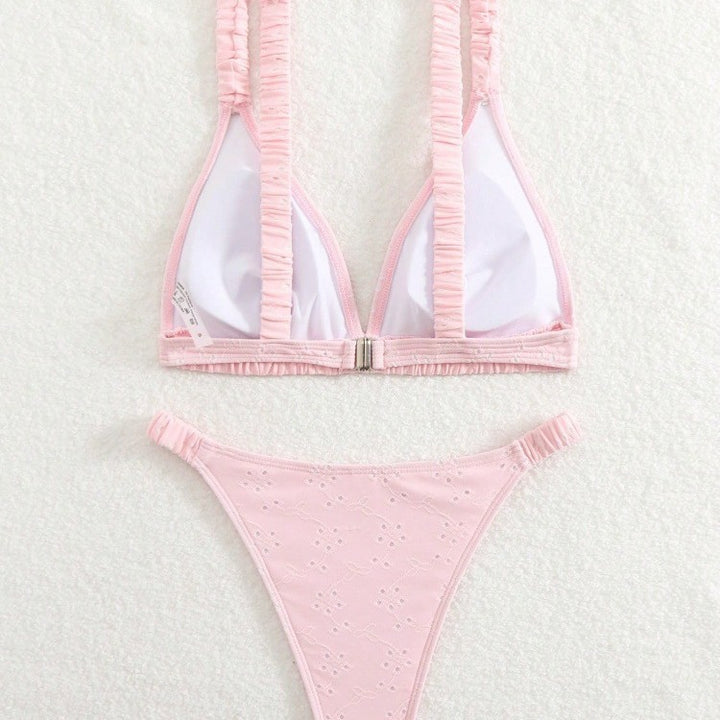 Dame trekant-bikini-sæt med legesygt flæse-design Skovae