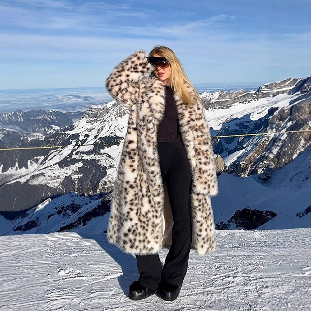 Dame Künst pelsfrakke med elegant leopardmønster Stilla