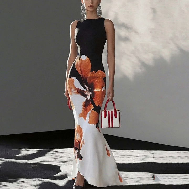 Dame Elegant Maxi Kjole med Blomsterprint og Skræddersyet Snit Stilla