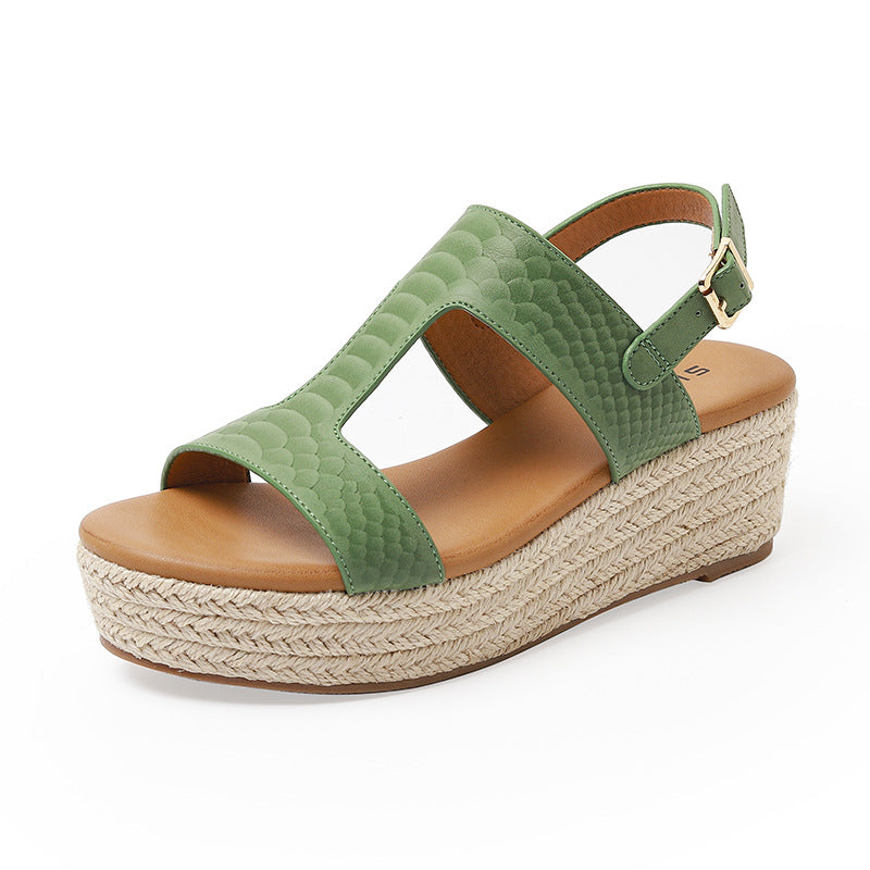 Dame Wedgesandaler med elegant rem og fletet jute sål Stilla