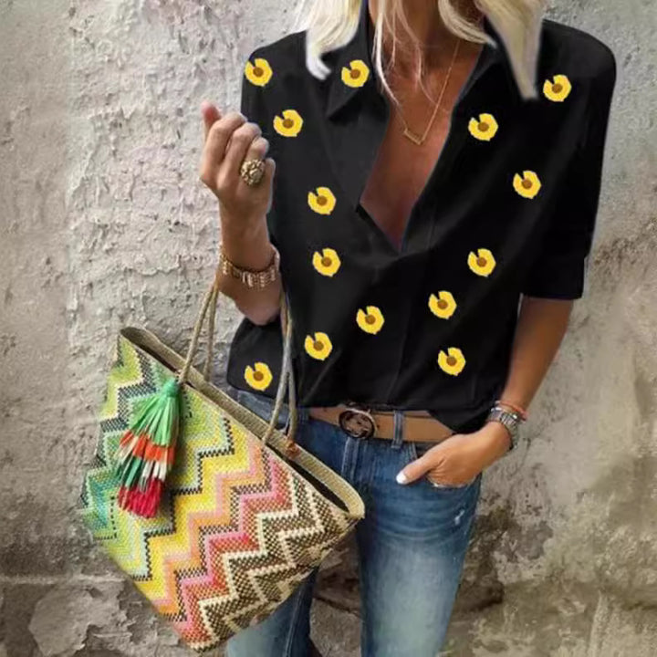Kvinders moderne designet bluse med blomster mønster Stilla