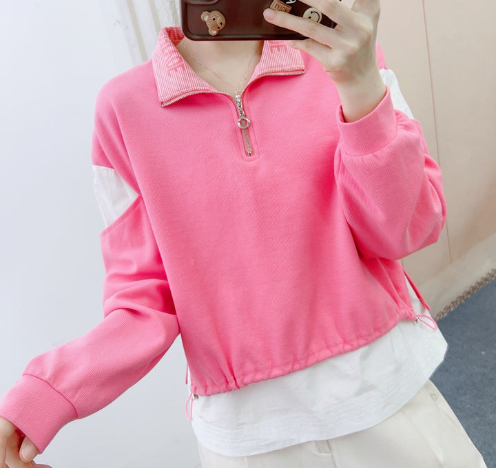 Dame sporty sweatshirt med kort lynlås og afslappet snit Stilla