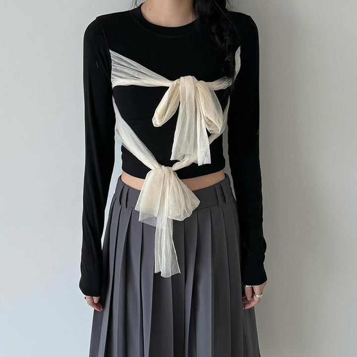 Femme Langærmet Nyhed Slips-Front Top Stilla
