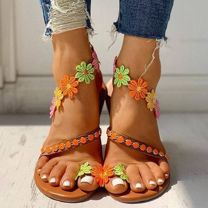 Dame Farverige Smykke-Sandaler med blomstermotiver og behagelig fodseng Stilla