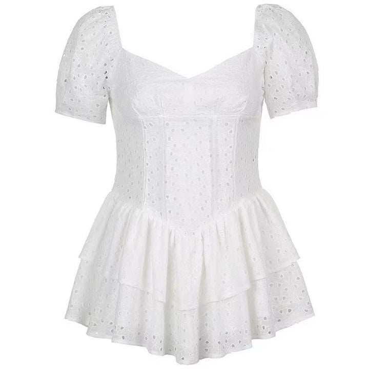 Dame Puffærmer Peplum Top Stilla