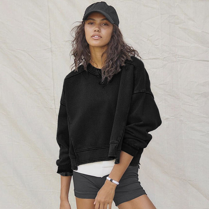 Dame afslappet sweatshirts med cropped snit og bløde manchetter Stilla