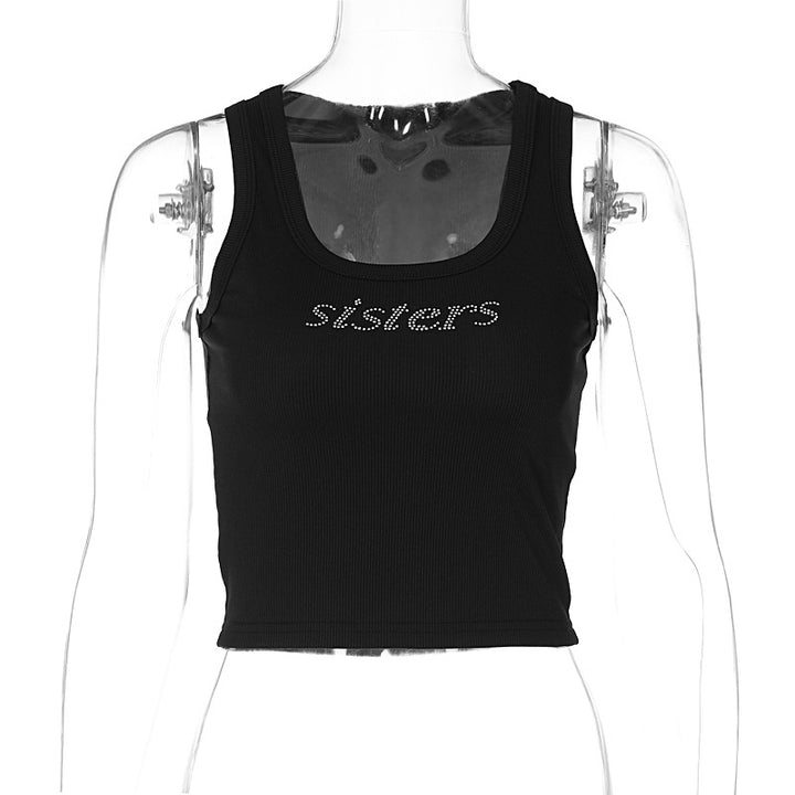 Dame Crop Top med glitrende design Stilla